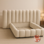 King Bed – Soft Beige Velvet | OGM Furniture by OGM)