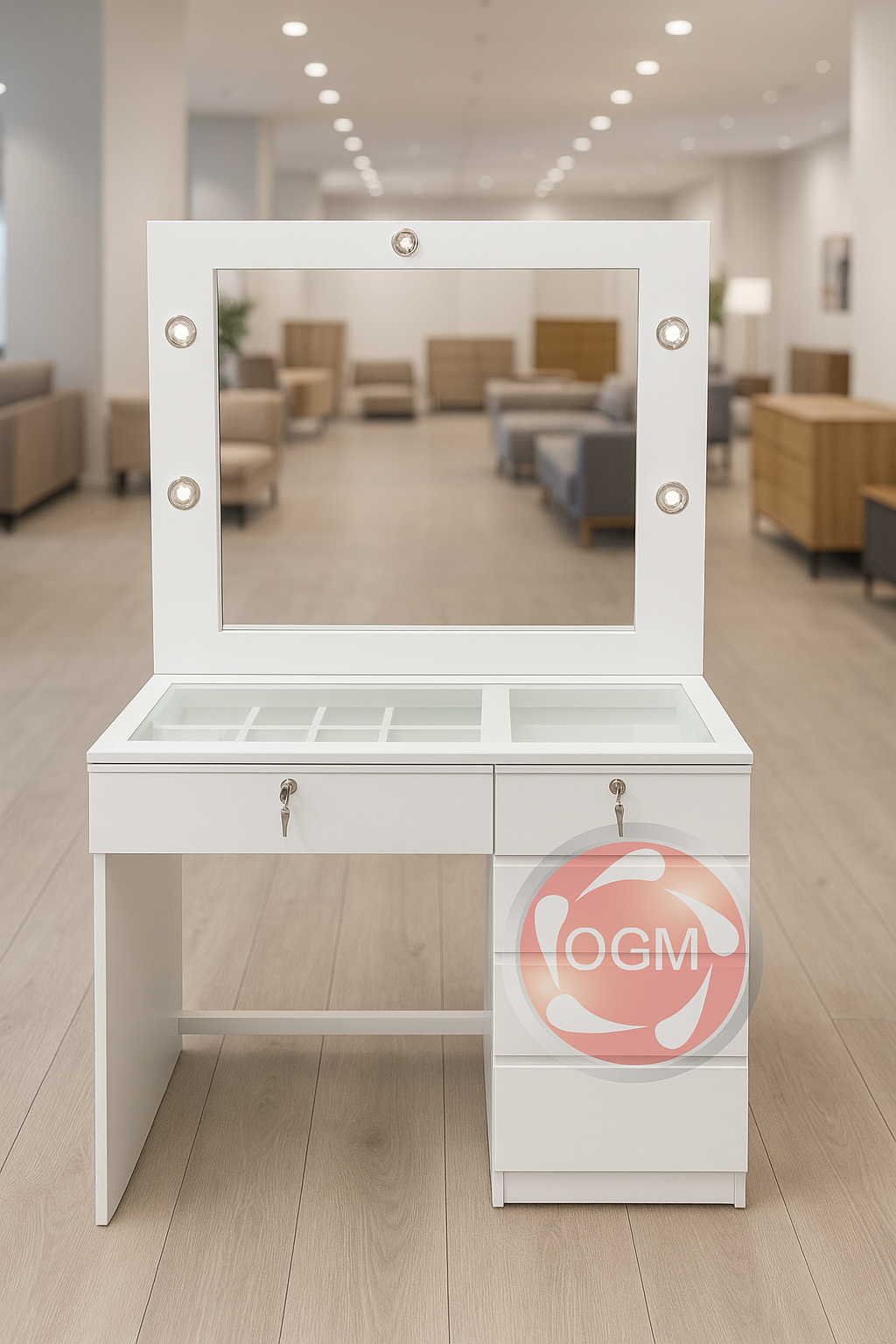 2B1B9C9A-4F84-4755-9569-0093FBE897E8 تسريحة مكياج مودرن بمراية مع وحدة أدراج - Image 1